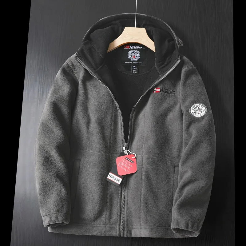 2024 Brand Winter Fleece Jacket – Men's Fashionable Warm Hooded Coat image 4