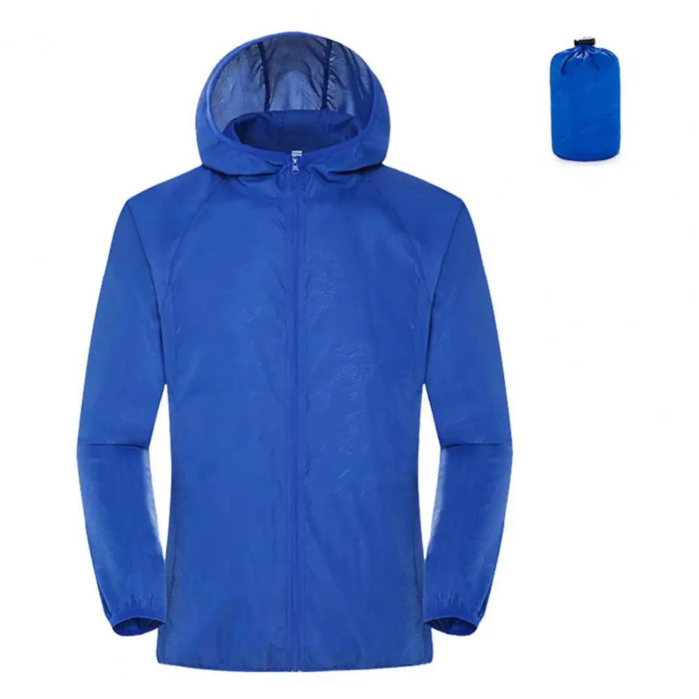 Sun Protection Coats – Ultra Light Foldable Hooded Windbreaker Jacket - Royal Blue, XL image