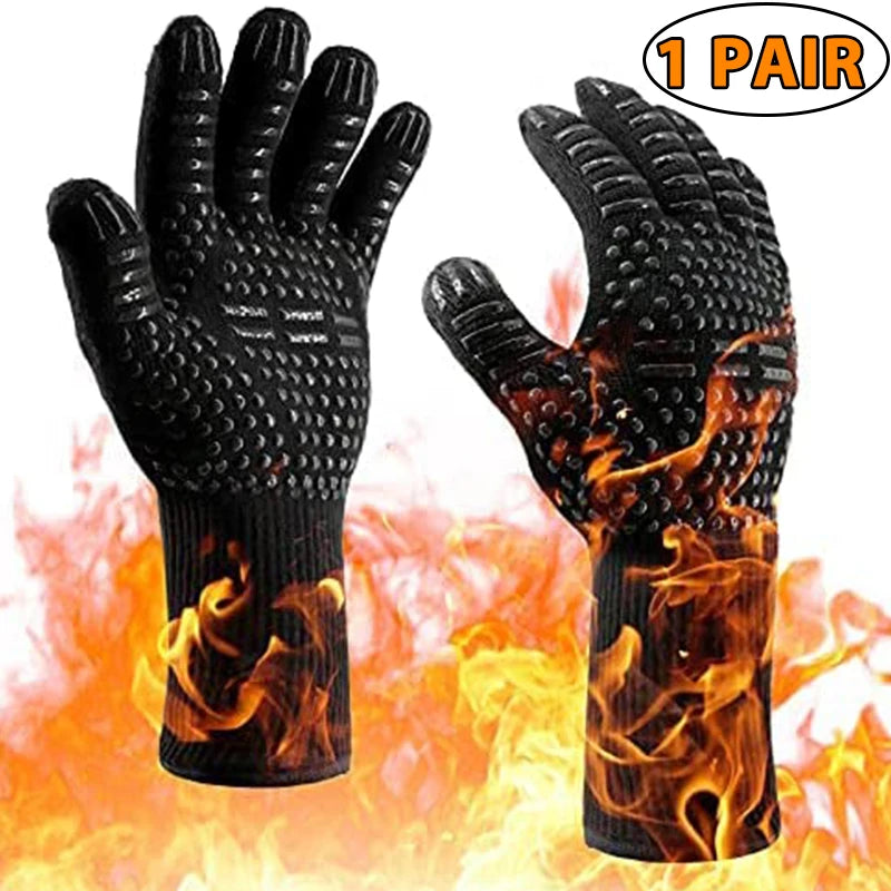 Heat-Resistant Silicone Oven Gloves for Safe Cooking &amp; Grilling - A - 1 Pair image