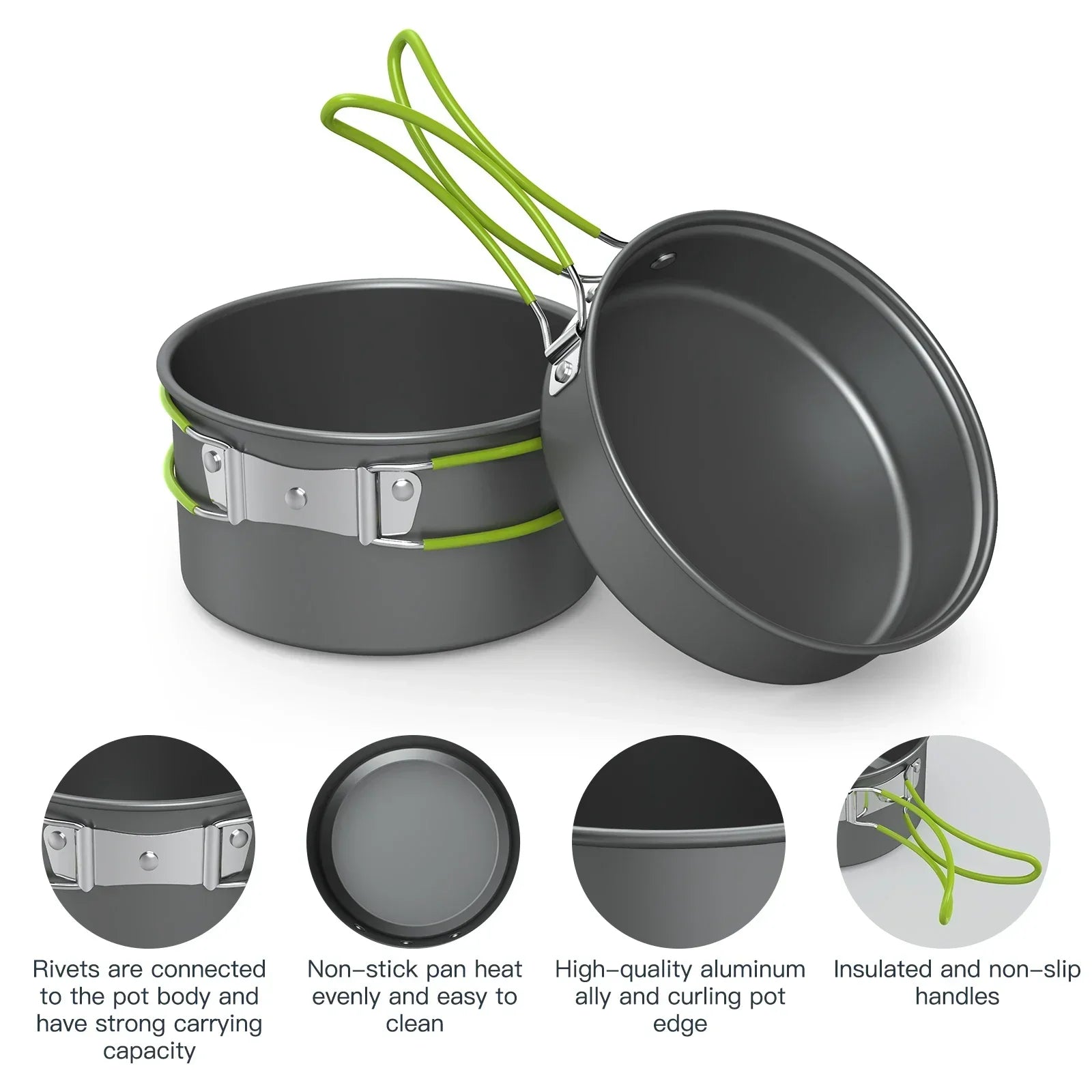 Lixada Portable Outdoor Tableware – Camping Cookware Set for 2-3 People image 4