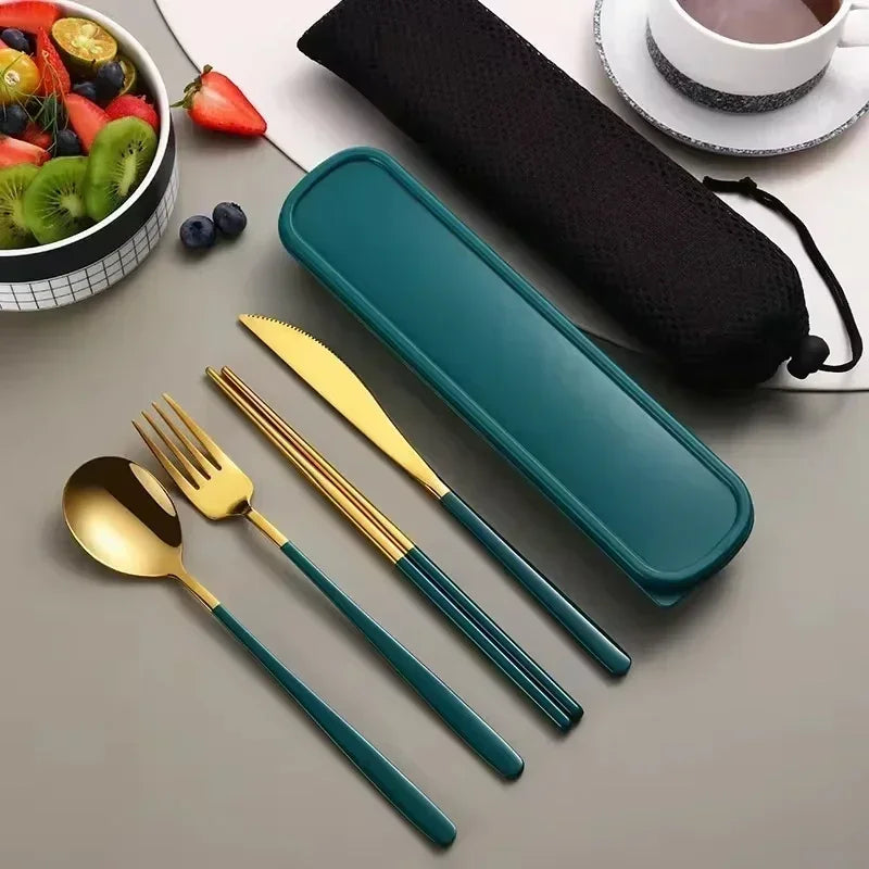Portable Cutlery Set – 304 Stainless Steel Travel Tableware with Case image 17