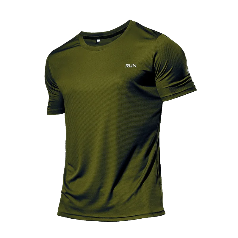 High Quality Polyester Men's Quick Dry Running T-Shirt – Perfect for Fitness and Training - Army Green, XXXL (77-85 KG) image