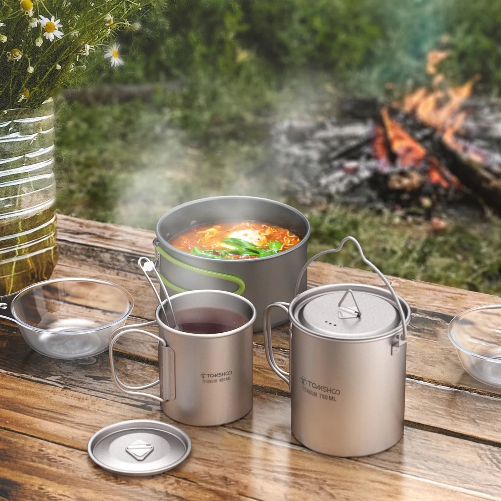 Tomshoo 3 PCS Titanium Cookware Set – Ultralight Camping Essentials image 5