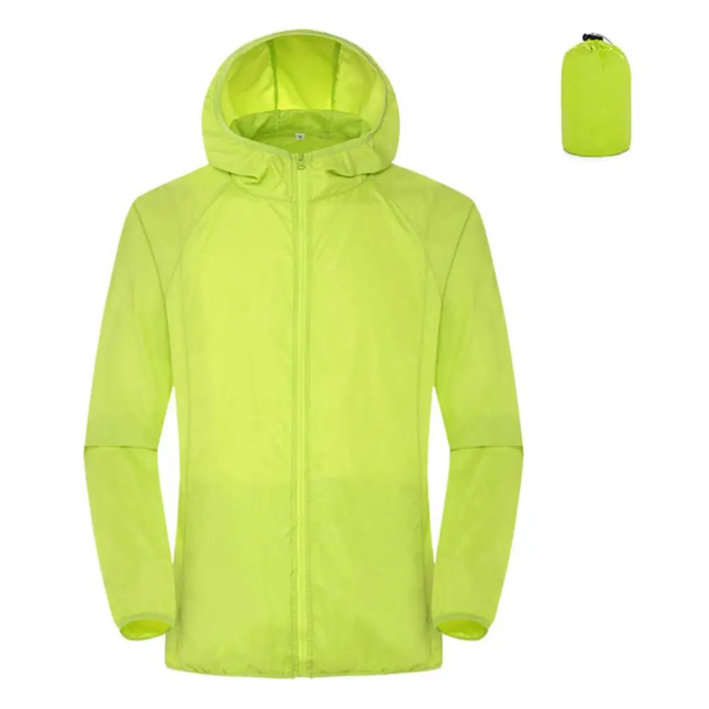 Sun Protection Coats – Ultra Light Foldable Hooded Windbreaker Jacket - Fluorescent Green, L image