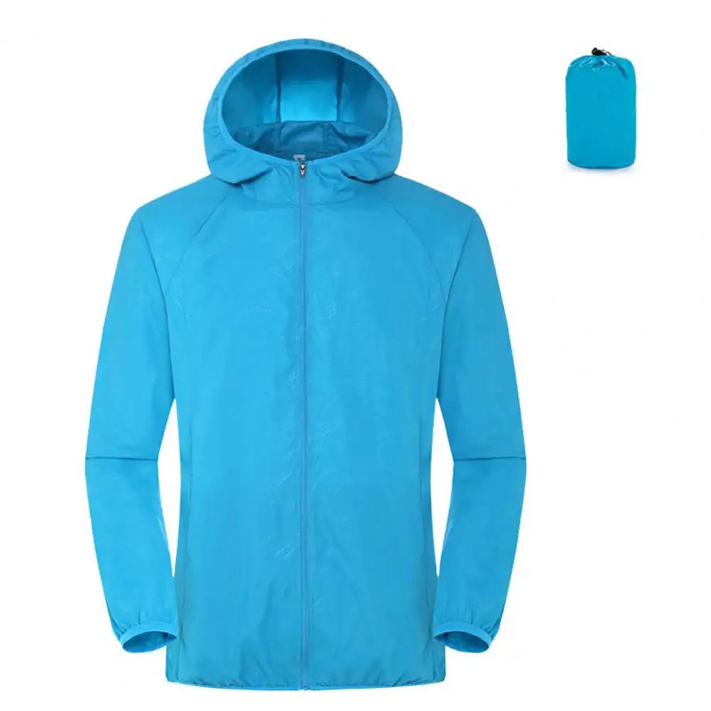 Sun Protection Coats – Ultra Light Foldable Hooded Windbreaker Jacket - Sky Blue, XXL image