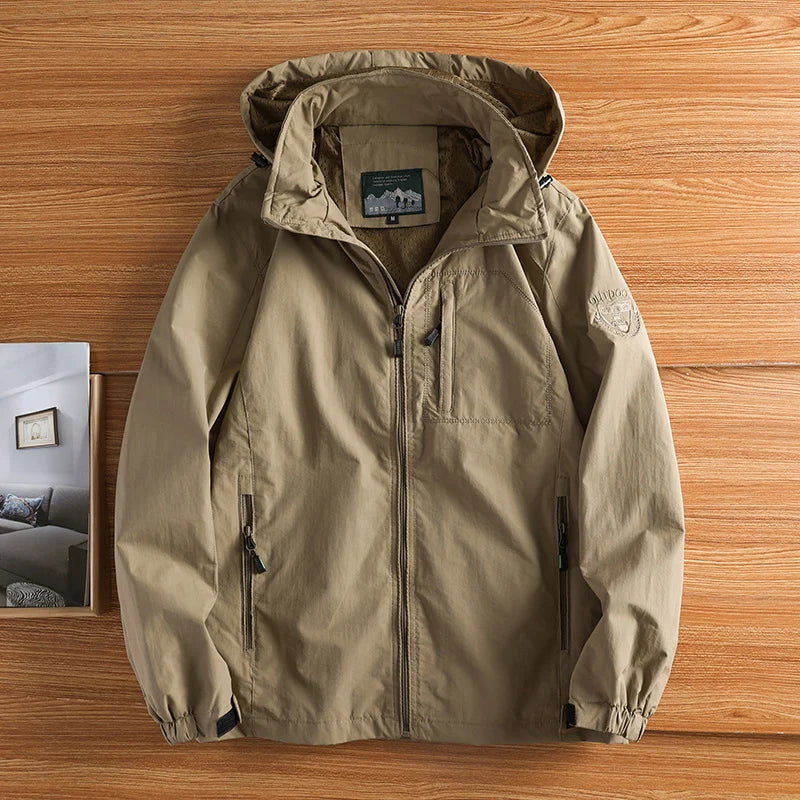 Autumn Men's Hiking Waterproof Jackets – Outdoor Quick Dry Hooded Coats - Khaki, XXXL image