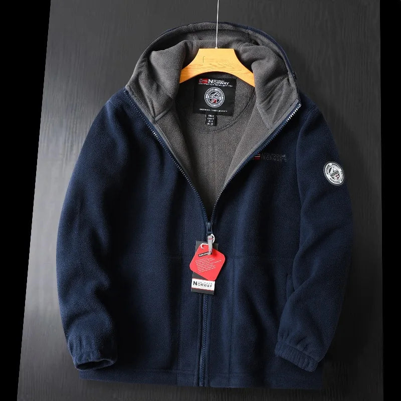 2024 Brand Winter Fleece Jacket – Men's Fashionable Warm Hooded Coat - SKY BLUE, XXL image