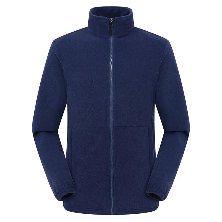 Soft Polar Fleece Jacket – Lightweight Full Zip Coat for Outdoor Recreation - Navy Blue, XL image