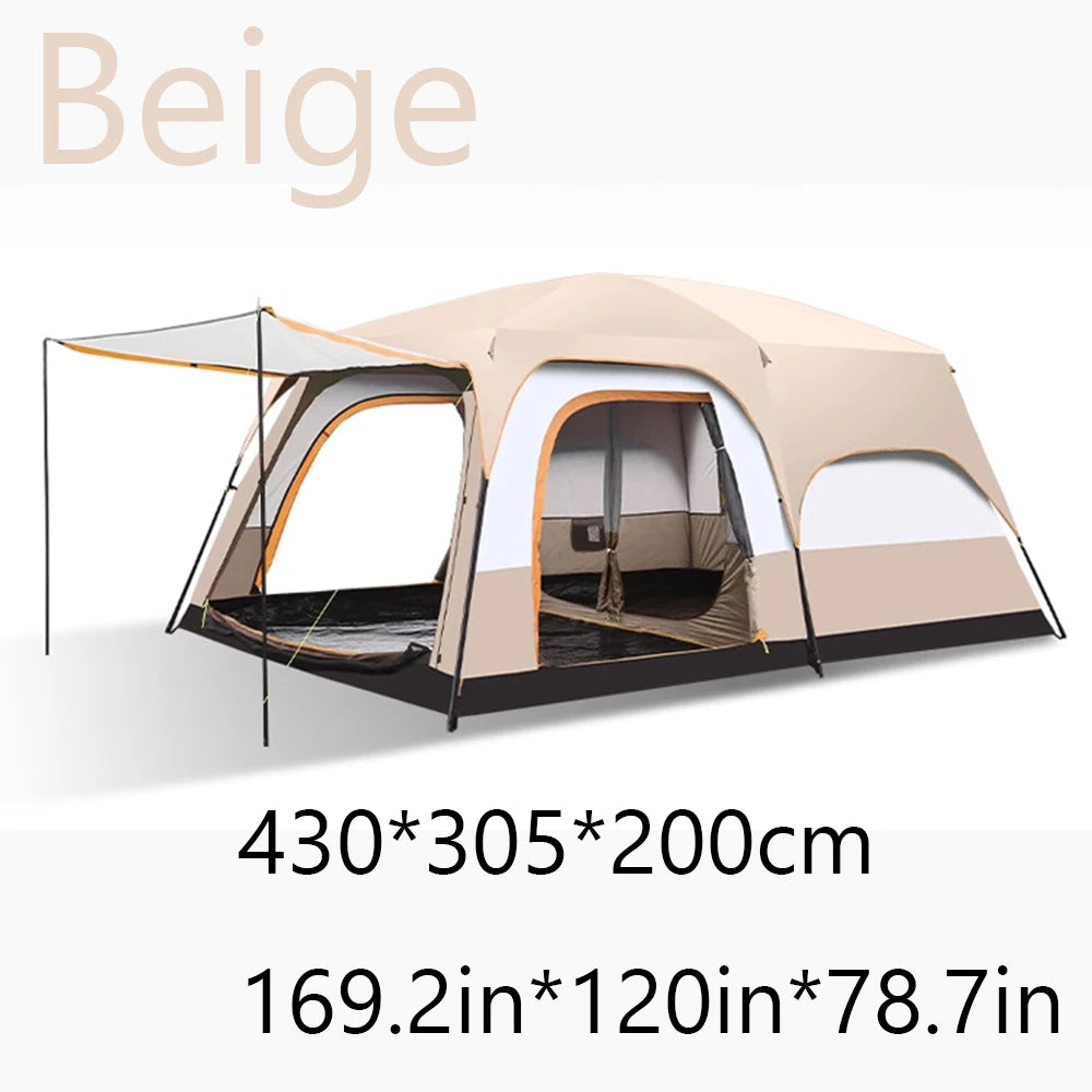 2025 Upgraded 4 Season Camping Tent – Ideal for 3-12 Person Family Adventures - Large Khaki image