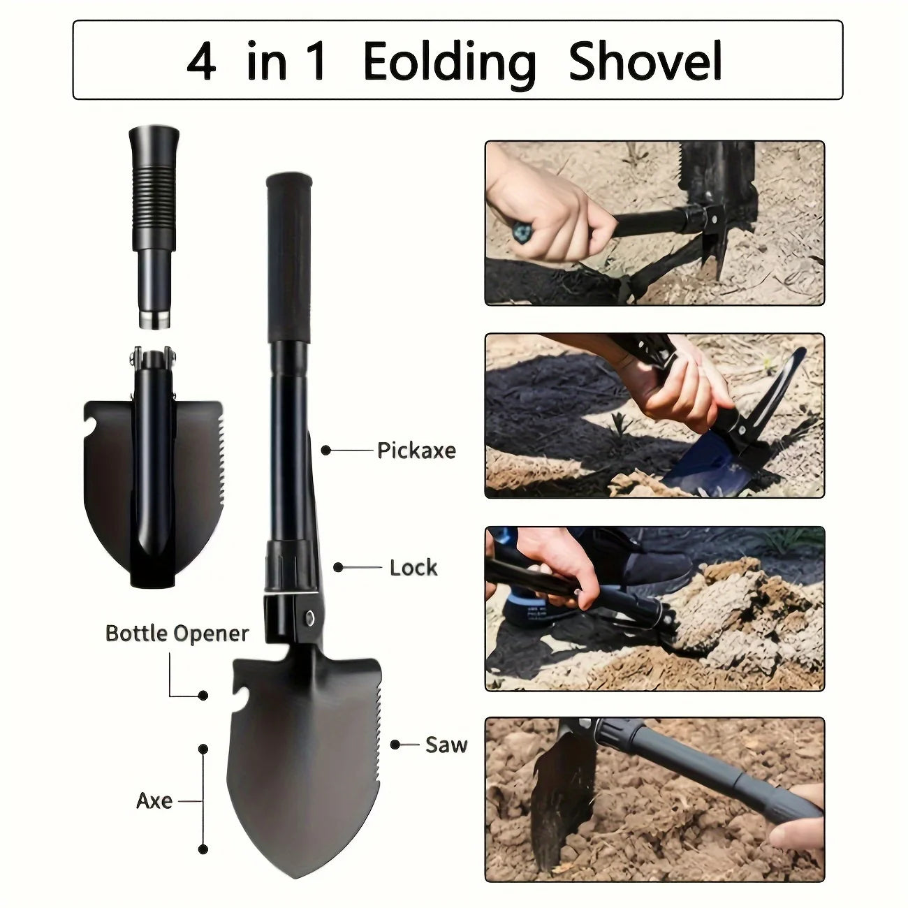 4-in-1 Multifunctional Folding Shovel – Essential Outdoor Survival Tool image 5