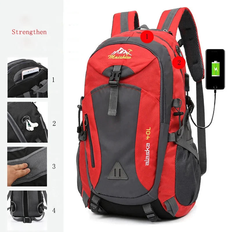 Anti-theft Waterproof Mountaineering Backpack for Outdoor Adventures - Strengthen---Red image