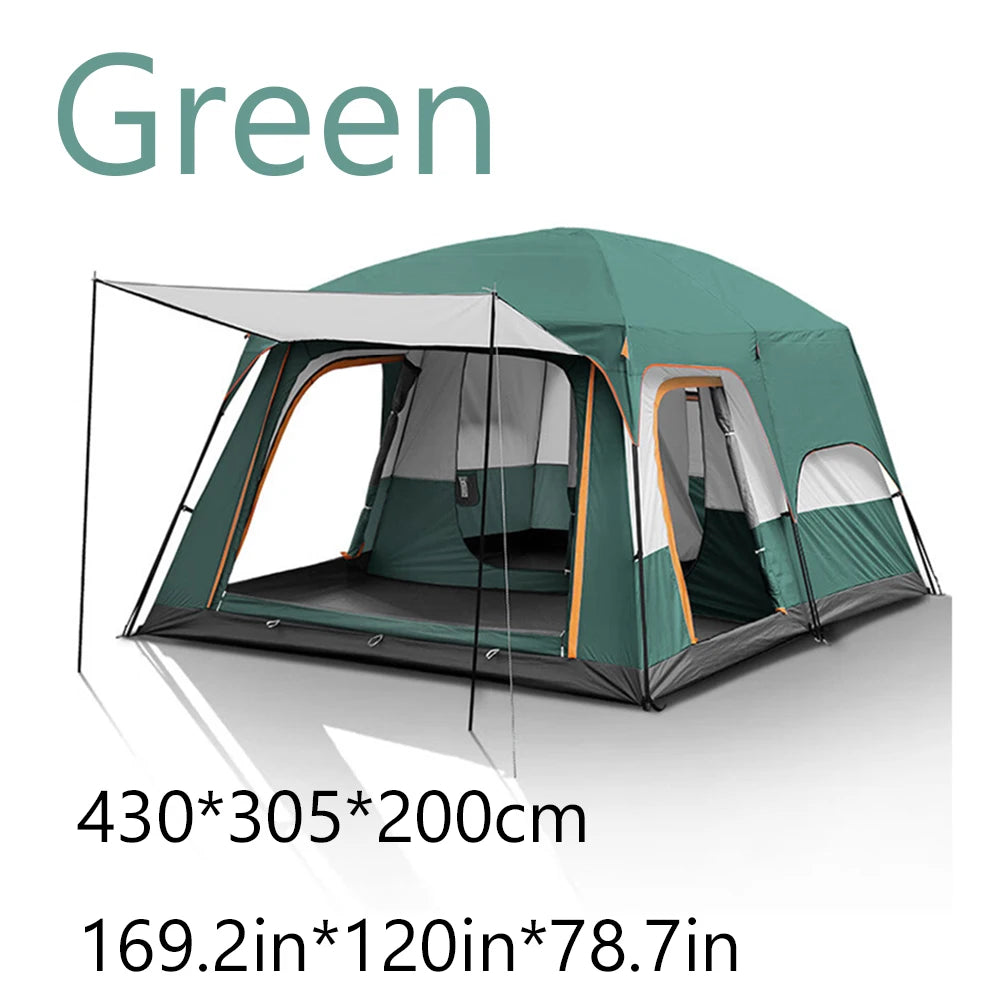 2025 Upgraded 4 Season Camping Tent – Ideal for 3-12 Person Family Adventures - Large Green image