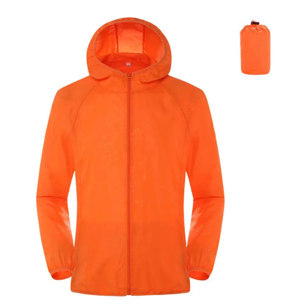Sun Protection Coats – Ultra Light Foldable Hooded Windbreaker Jacket - Orange, XL image