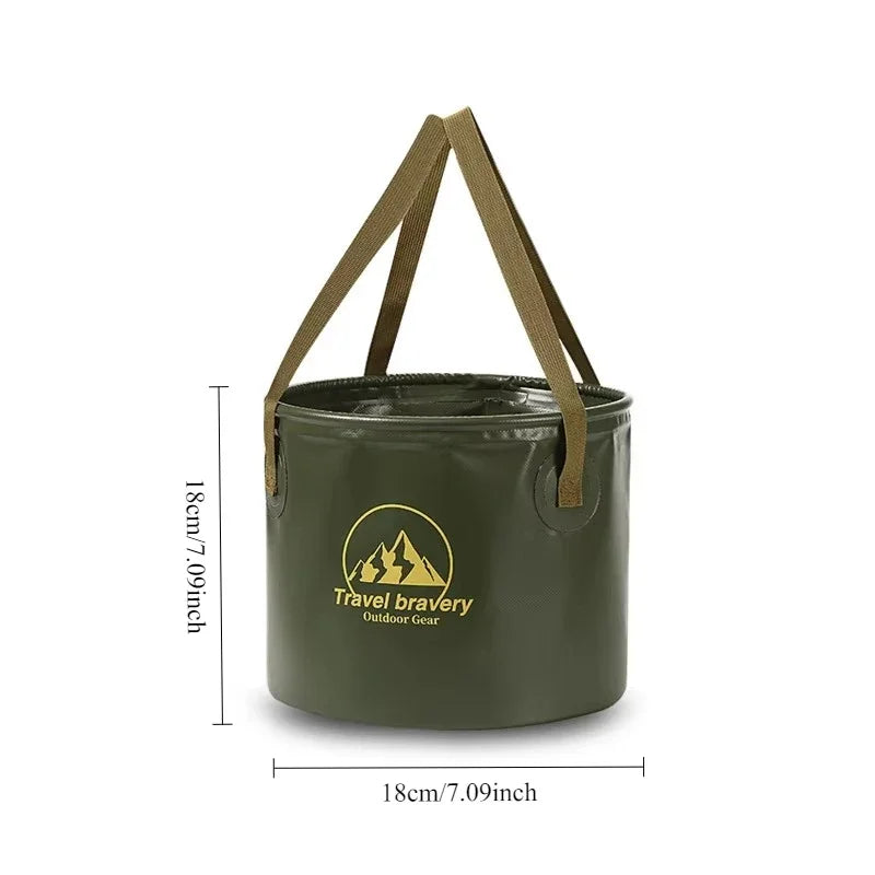 Portable Foldable Buckets – Versatile Water Containers for Outdoor Adventures - 5L green image