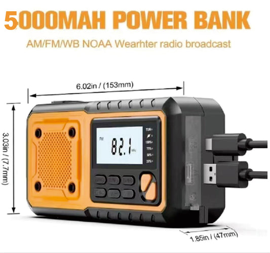 5000mAh/18500mWh Emergency Hand Crank Radio – Stay Prepared Anytime image 0