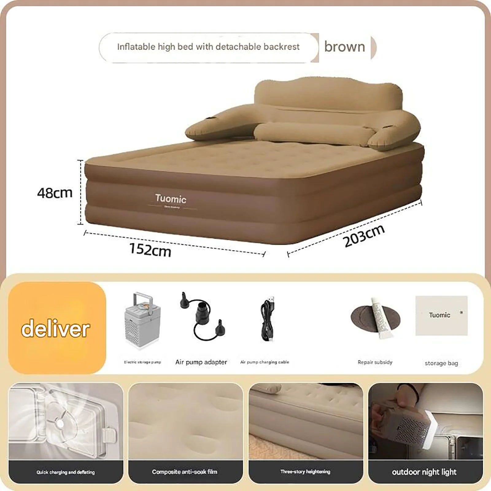 2 Person Automatic Inflatable Mattress – Perfect for Home, Camping &amp; More image