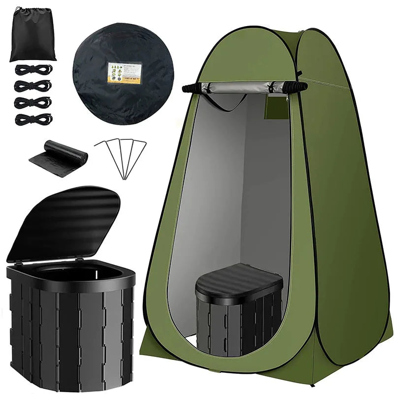 Portable Pop-Up Toilet Tent – Privacy Shelter for Camping &amp; Outdoor Travel - green image